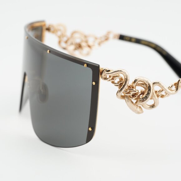 Roberto Cavalli SRC015M 0300 Sunglasses Gold Shield Frame, Brown Lenses main image 5